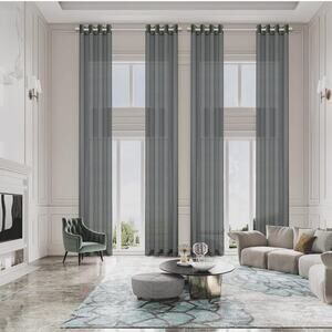 14ft Extra Long Sheer Voile Grommet Curtains, Light Filtering High Ceiling